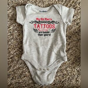 Light Gray “My old man’s tattoos are badder than yours!” Bodysuit